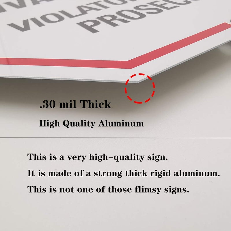 DXSIGN 2-Pack No Trespassing Private Property Signs, Aluminum Octagon 12x12 Inch - UV-Printed, Weatherproof & Durable, Perfect for Indoor & Outdoor Security Warning - Image 3